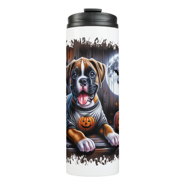 Boxer Dog Halloween Thermosbecher (Vorderseite)