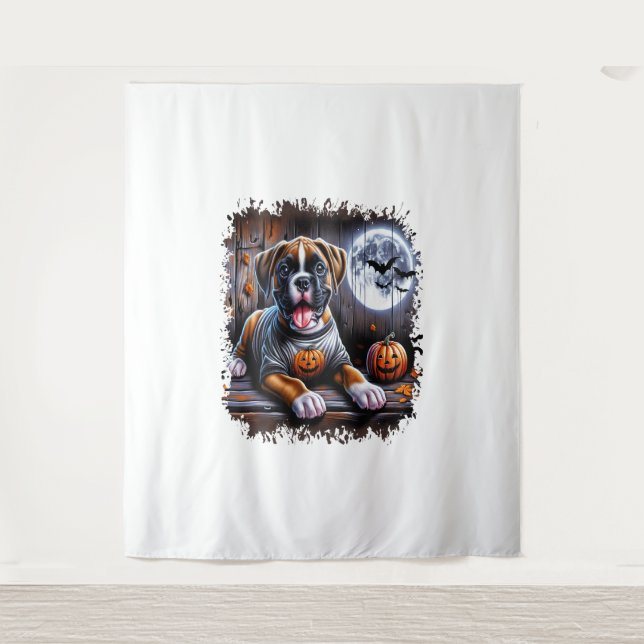 Boxer Dog Halloween Wandteppich (Vorderseite)