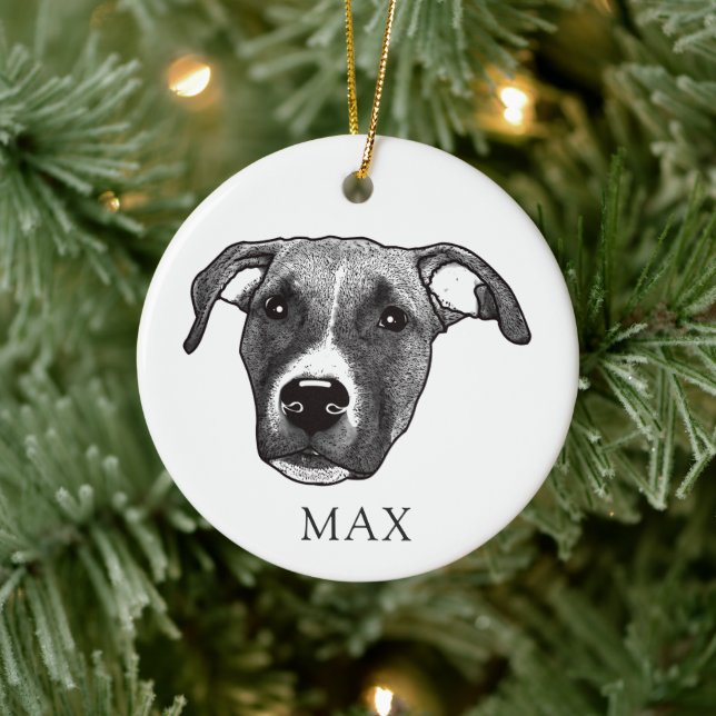 Boxer Dog Hand Zeichne Personalisiert Keramik Ornament (Baum)
