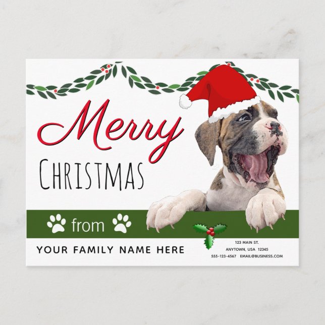 Boxer Dog Holiday Cards - Ab Weihnachten Postkarte (Vorderseite)