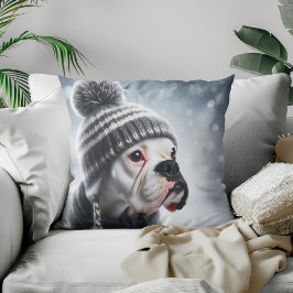 Boxer Dog im Winter Kissen