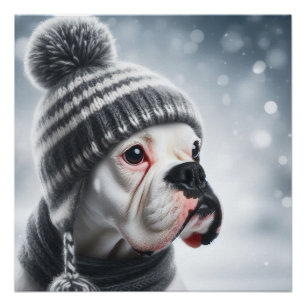 Boxer Dog im Winter Poster
