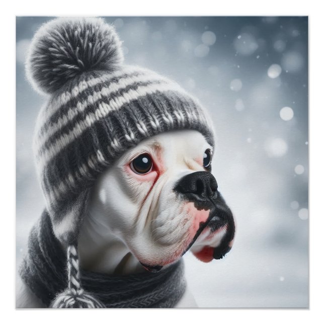 Boxer Dog im Winter Poster (Vorderseite)