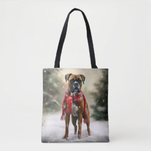 Boxer Dog in Schneeschweihnacht