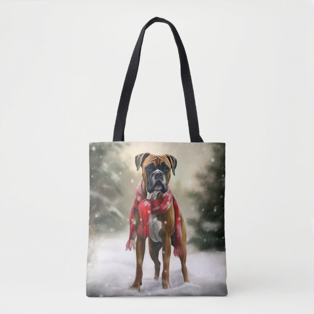 Boxer Dog in Schneeschweihnacht (Vorderseite)
