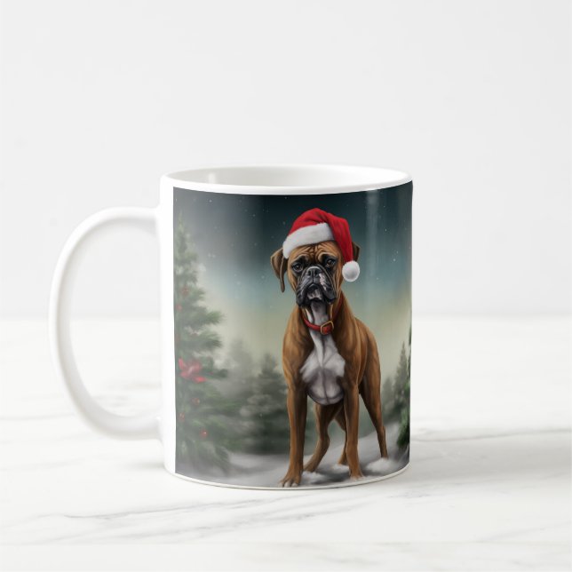 Boxer Dog in Schneeschweihnacht Kaffeetasse (Links)