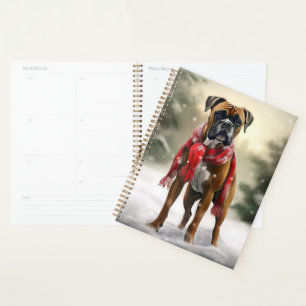 Boxer Dog in Schneeschweihnacht Planer