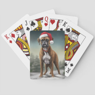 Boxer Dog in Schneeschweihnacht Spielkarten