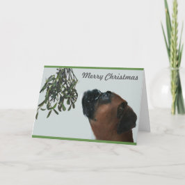 Boxer Dog Jolie mit Mistletoe Feiertagskarte