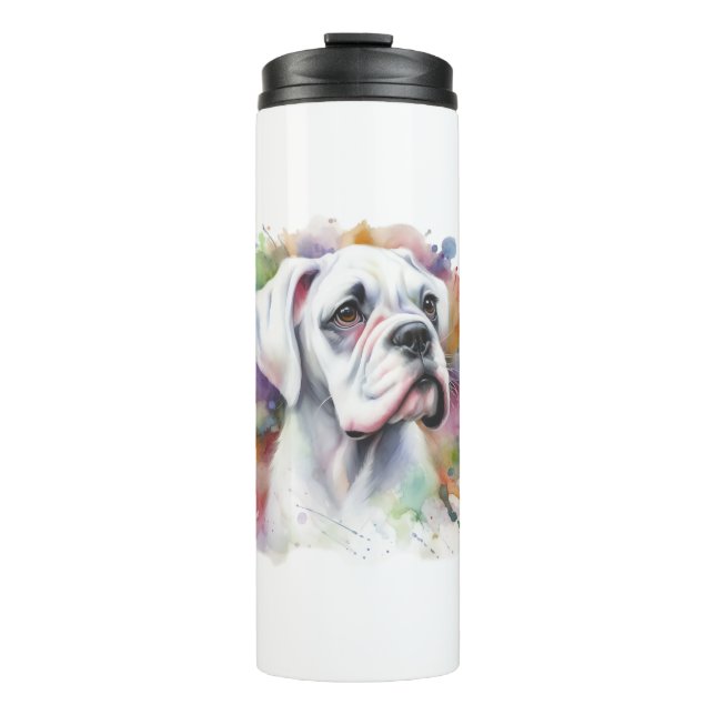 🐾 Boxer Dog Joy 🐾 nk-Spatter Whimsical Boxer Dru Thermosbecher (Vorderseite)