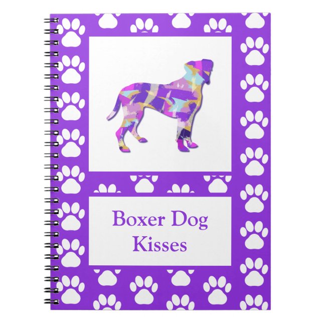 Boxer Dog Kisses Silhouette Niedlich PPY&B Notizblock (Vorderseite)