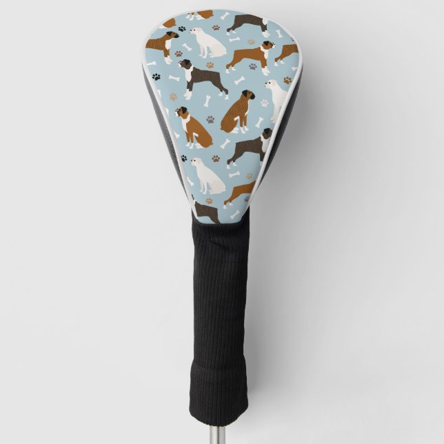 Boxer Dog Knochen und Paws Golf Headcover (Vorderseite)