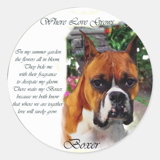 Boxer Dog Kunstgeschenke Runder Aufkleber (Vorderseite)