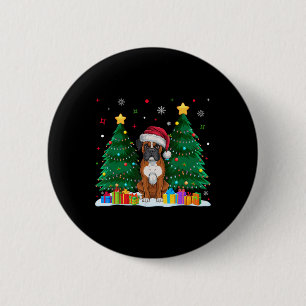 Boxer Dog liebt Weihnachtsmannmütze Ugly Christmas Button