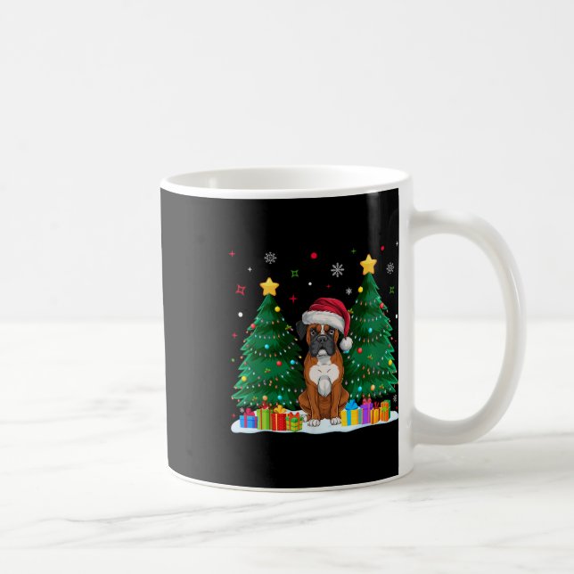 Boxer Dog liebt Weihnachtsmannmütze Ugly Christmas Kaffeetasse (Rechts)