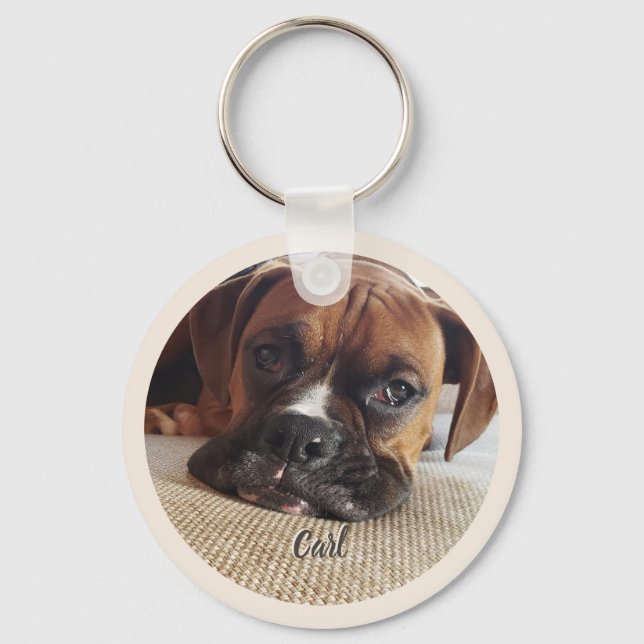 Boxer Dog Lover Custom Foto Schlüsselanhänger Keep (Vorderseite)