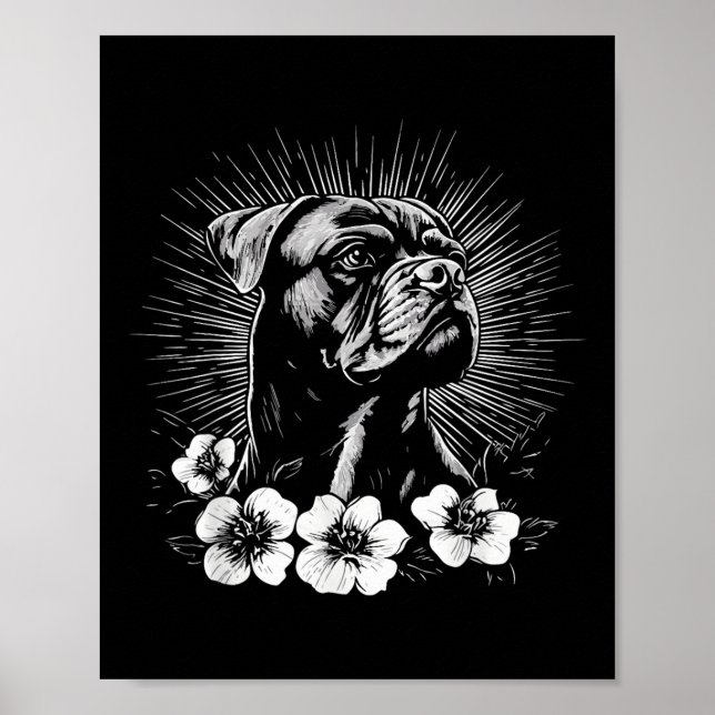 Boxer Dog Lover Retro Style Tattoo _1 Poster (Vorne)
