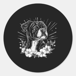 Boxer Dog Lover Retro Style Tattoo Runder Aufkleber