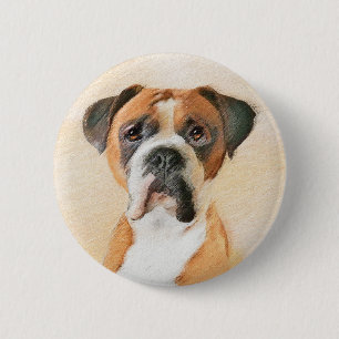 Boxer Dog Malerei unzugeschnittene ursprüngliche T Button