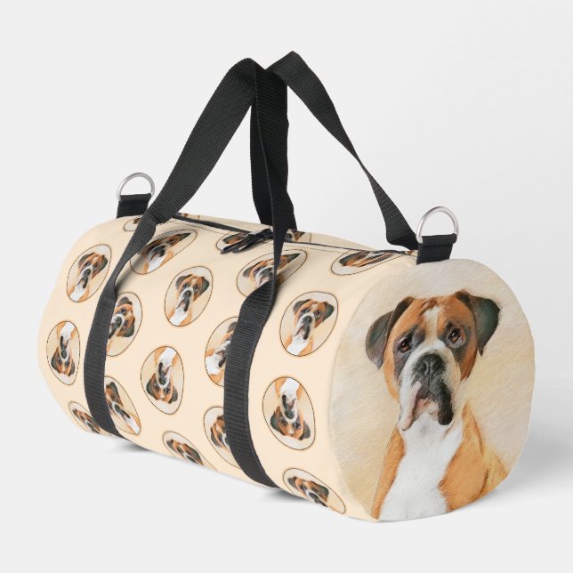 Boxer Dog Malerei unzugeschnittene ursprüngliche T Duffle Bag (Linke Seite)