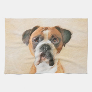 Boxer Dog Malerei unzugeschnittene ursprüngliche T Geschirrtuch