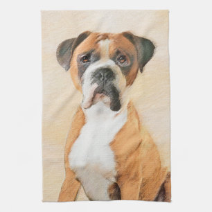 Boxer Dog Malerei unzugeschnittene ursprüngliche T Geschirrtuch