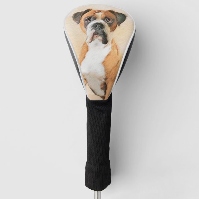 Boxer Dog Malerei unzugeschnittene ursprüngliche T Golf Headcover (Vorderseite)