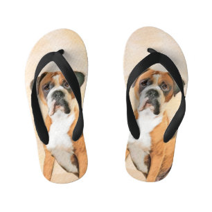 Boxer Dog Malerei unzugeschnittene ursprüngliche T Kinderbadesandalen