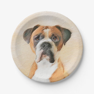 Boxer Dog Malerei unzugeschnittene ursprüngliche T Pappteller