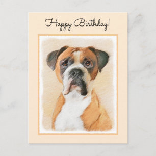 Boxer Dog Malerei unzugeschnittene ursprüngliche T Postkarte