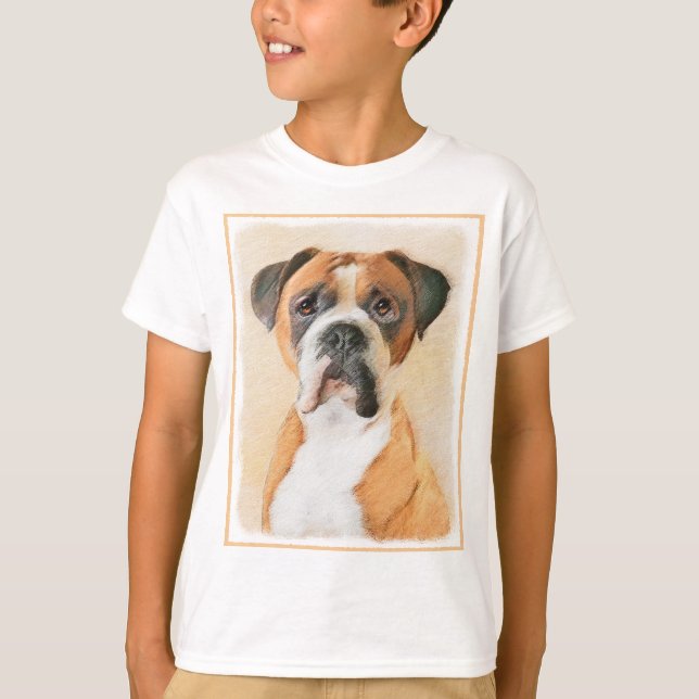 Boxer Dog Malerei unzugeschnittene ursprüngliche T T-Shirt (Vorderseite)