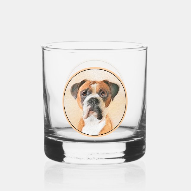 Boxer Dog Malerei unzugeschnittene ursprüngliche T Whiskyglas (Vorderseite)