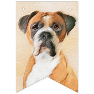 Boxer Dog Malerei unzugeschnittene ursprüngliche T Wimpelkette