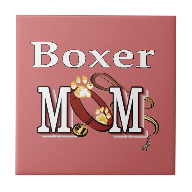 Boxer Dog MAMA Fliese (Vorderseite)