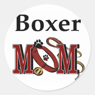 Boxer Dog MAMA Runder Aufkleber