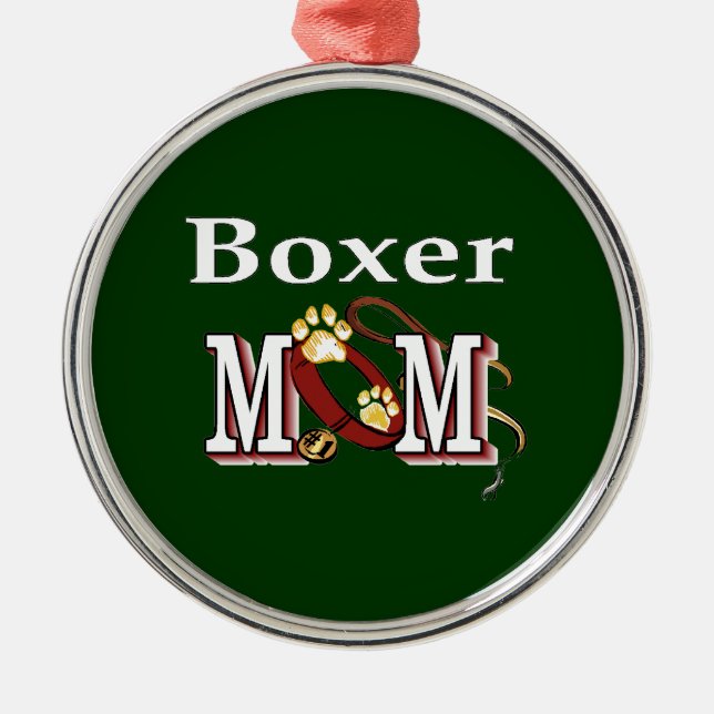 Boxer Dog MAMA Silbernes Ornament (Vorne)