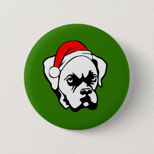 Boxer Dog mit Weihnachts-Weihnachtsmannmütze Button