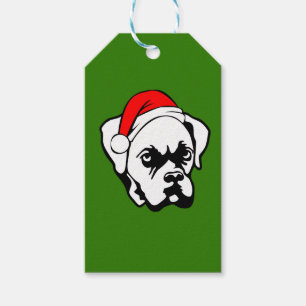 Boxer Dog mit Weihnachts-Weihnachtsmannmütze Geschenkanhänger