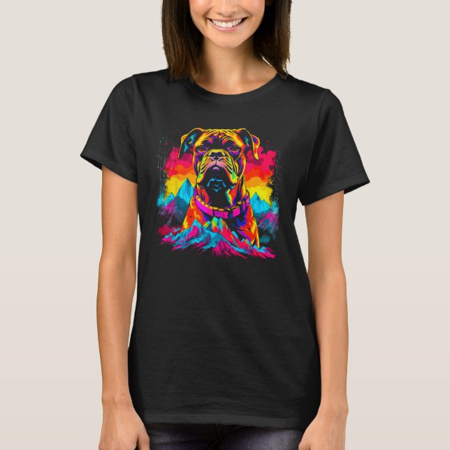 Boxer Dog Mountain Design T-Shirt (Vorderseite)