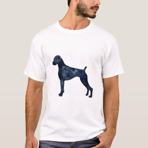 Boxer Dog Natural Ears Black Watercolor Silhouette T-Shirt