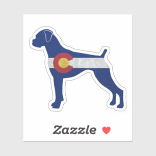 Boxer Dog Natural Ears Colorado Flag Silhouette Aufkleber