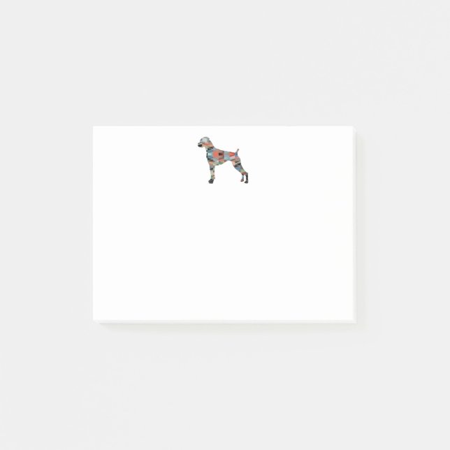 Boxer Dog Natural Ears Geo Silhouette Kariert Post-it Klebezettel (Vorderseite)