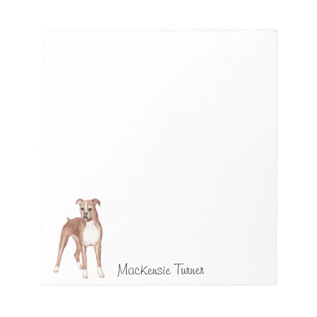 Boxer Dog Notepad | Benutzerdefiniert | Wasserfarb Notizblock (Vorderseite)