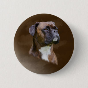 Boxer Dog Ölgemälde Porträt Button