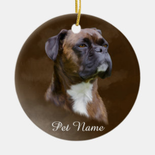 Boxer Dog Ölgemälde Porträt Keramik Ornament