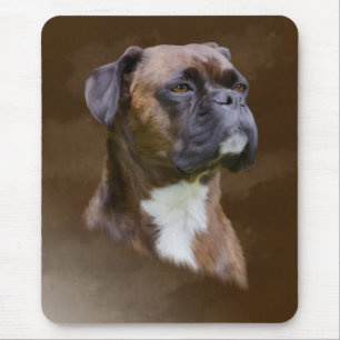 Boxer Dog Ölgemälde Porträt Mousepad