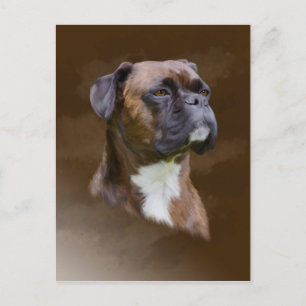 Boxer Dog Ölgemälde Porträt Postkarte