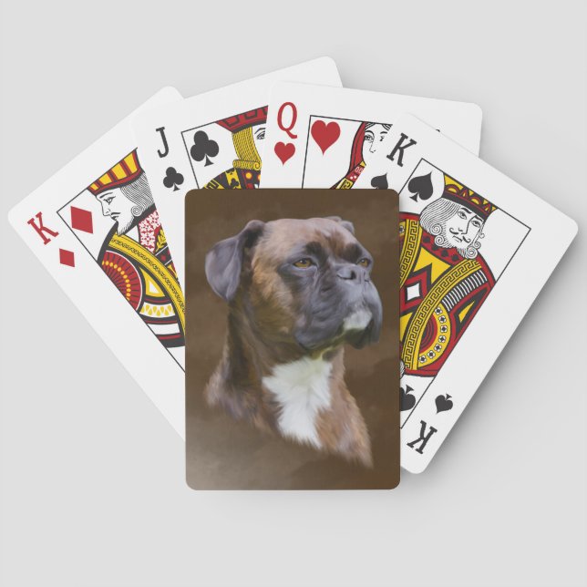 Boxer Dog Ölgemälde Porträt Spielkarten (Rückseite)