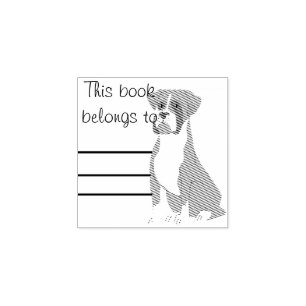Boxer Dog Personal Library Book Briefmarke Gummistempel