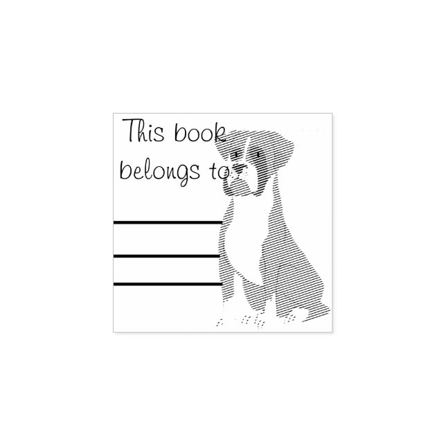 Boxer Dog Personal Library Book Briefmarke Gummistempel (Prägung)